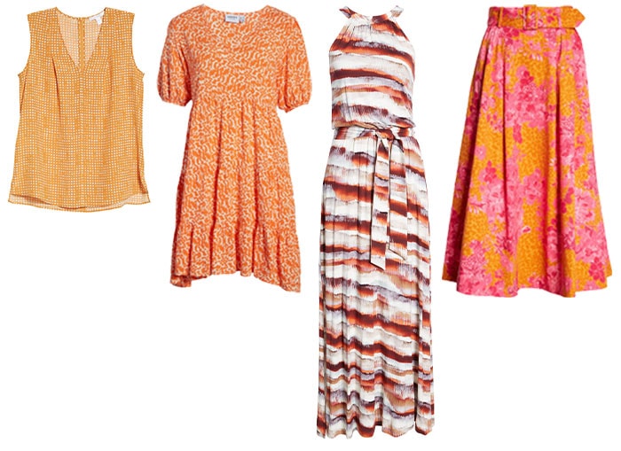 Orange printed clothes | 40plusstyle.com