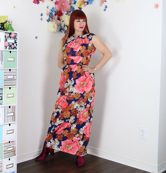 Suzanne in a floral maxi dress | 40plusstyle.com