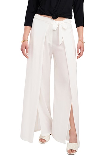 Vince Camuto tie waist slit cuff wide leg pants | 40plusstyle.com