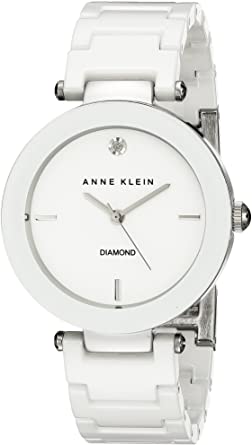 Anne Klein AK/1019WTWT Diamond-Accented Watch with Ceramic Bracelet | 40plusstyle.com