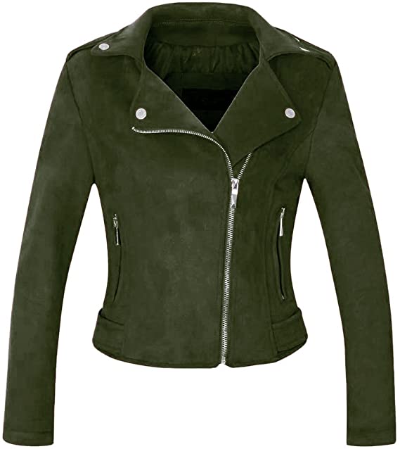 CHARTOU Notched Collar Oblique Suede Moto Jacket | 40plusstyle.com