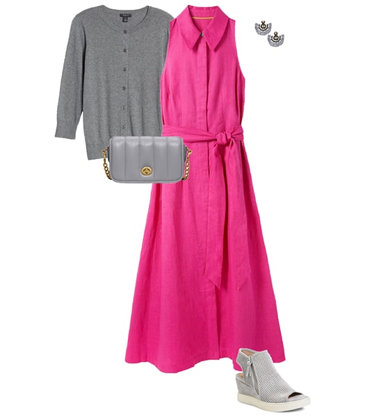 Combining gray with shocking pink | 40plusstyle.com