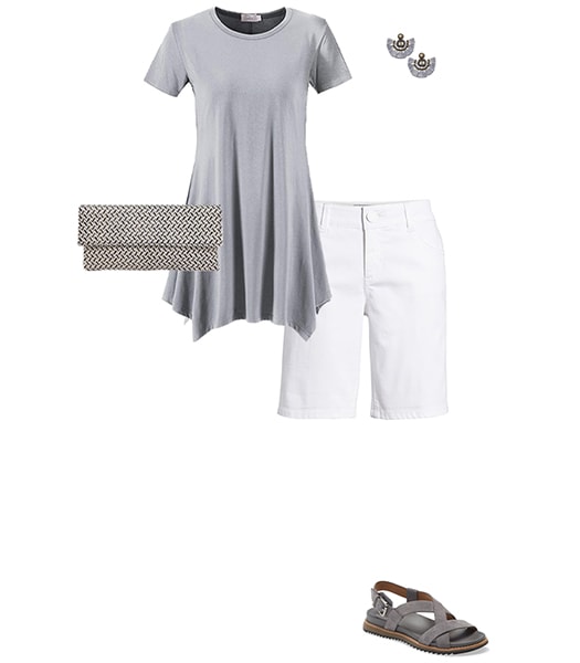 Outfit combining gray with white | 40plusstyle.com