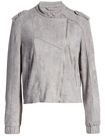 BANKNYC faux suede moto bomber | 40plusstyle.com