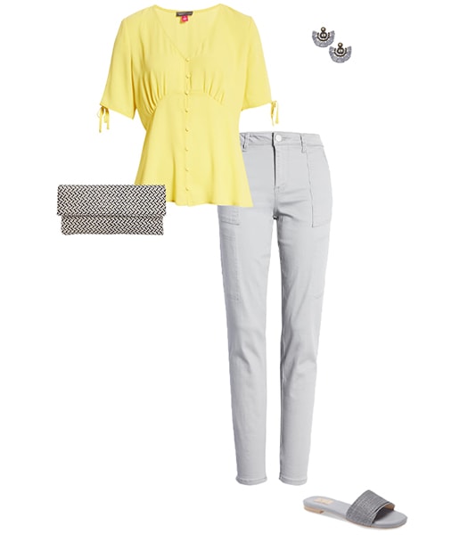 Gray and yellow outlet outfit