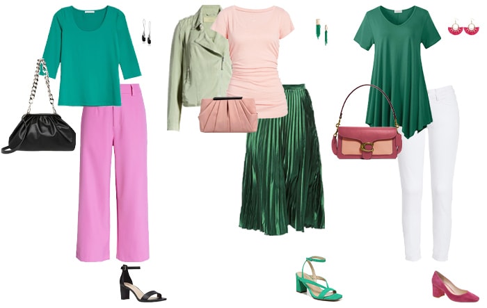 Green and pink outfits | 40plusstyle.com