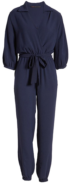 Fraiche by J tie waist jumpsuit | 40plusstyle.com