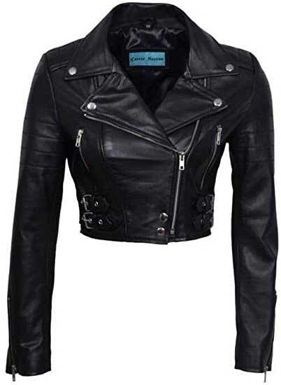 Infinity cropped leather biker jacket | 40plusstyle.com