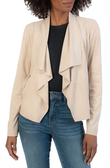 KUT from the Kloth drape front suede jacket | 40plusstyle.com