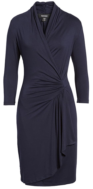Dresses for women over 50 - Karen Kane faux wrap dress | 40plusstyle.com