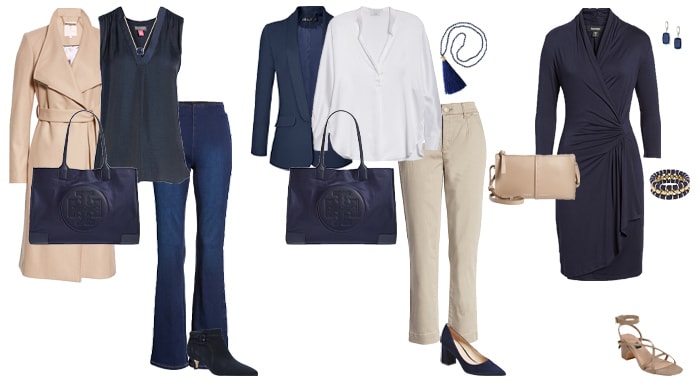 navy and neutral outfit ideas | 40plusstyle.com