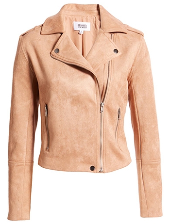 BB Dakota by Steve Madden faux suede moto jacket | 40plusstyle.com