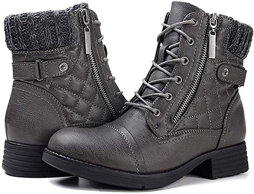 STQ Combat Boots Lace up Ankle Booties | 40plusstyle.com