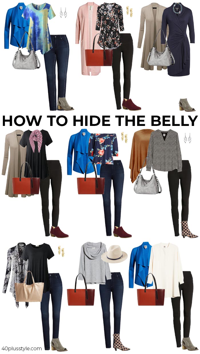A capsule wardrobe on how to hide your belly | 40plusstyle.com