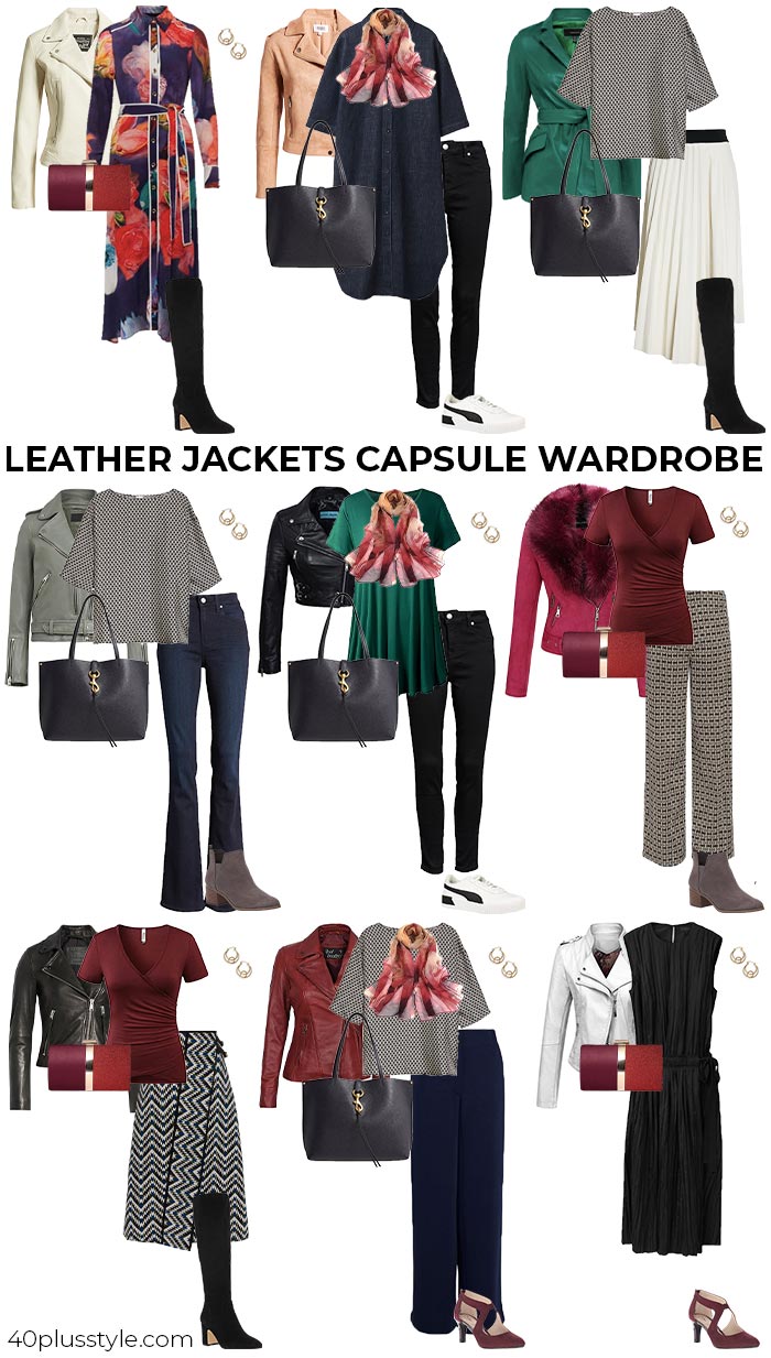 leather jackets capsule wardrobe | 40plusstyle.com