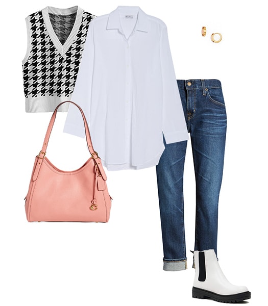 Com jeans e branco botas | 40plusstyle.com