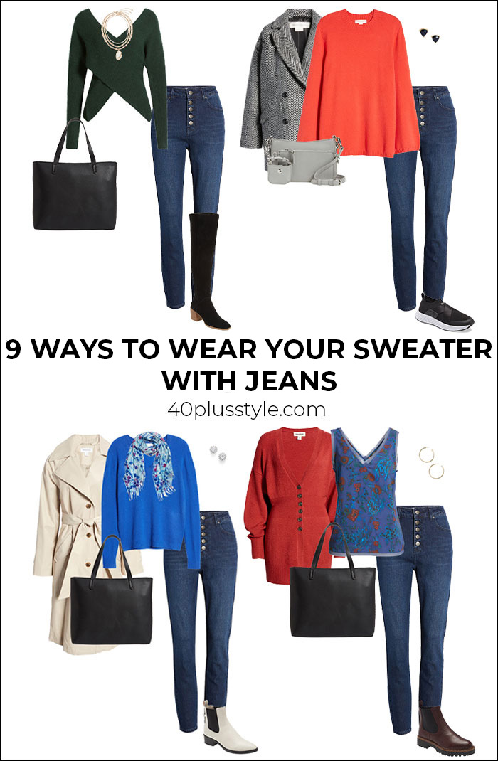 9 ways to wear your sweaters with jeans this winter - and the most stylish sweaters to choose now | 40plusstyle.com