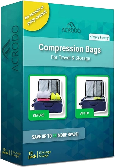 Acrodo Compression Bags for Travel | 40plusstyle.com