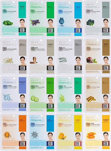 Dermal Collagen Essence Full Face Facial Mask Sheet Combo Pack | 40plusstyle.com