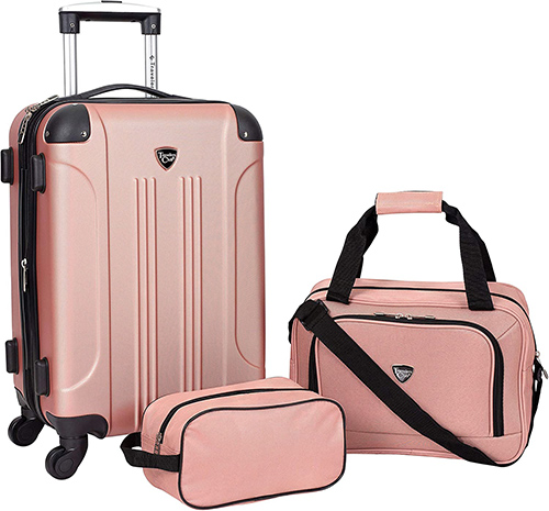Travel gifts for women - Travelers Club Sky+ Luggage Set, Rose Gold, 3 Piece | 40plusstyle.com