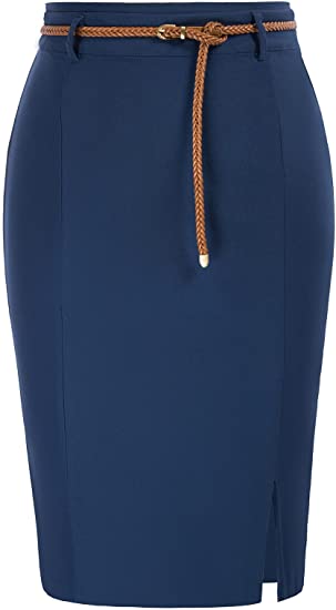 Kate Kasin pencil skirt with belt | 40plusstyle.com