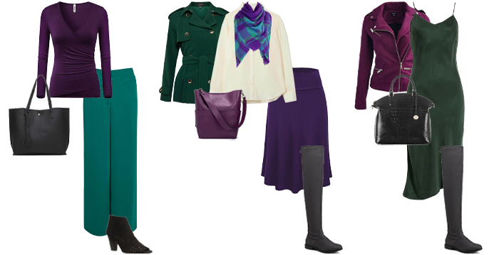 purple and green outfit inspiration | 40plusstyle.com