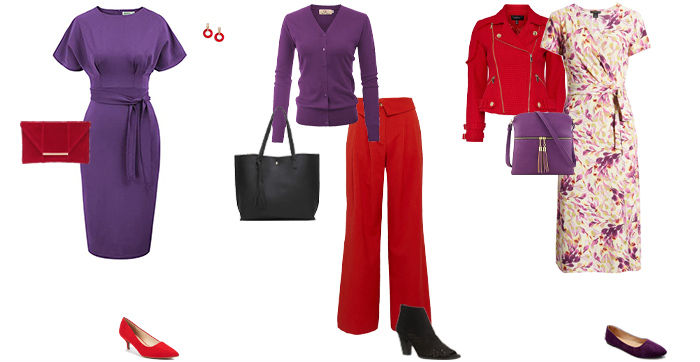 purple and red outfits | 40plusstyle.com