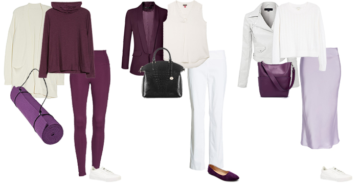 purple and white outfits | 40plusstyle.com