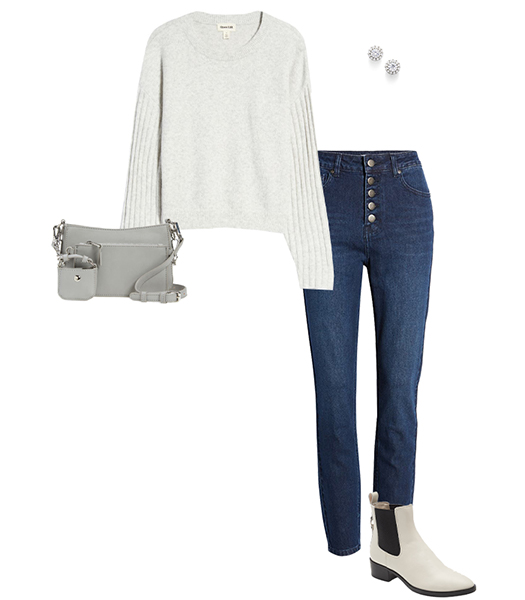 Rib sleeve sweater and jeans | 40plusstyle.com