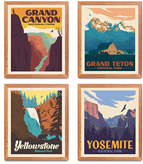Travel gifts for women - Herzii Prints National Park Posters & Prints - Set Of 4 | 40plusstyle.com