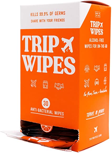 TRIP WIPES - Alcohol-Free Hand Sanitizing Antibacterial Hand Wipes | 40plusstyle.com