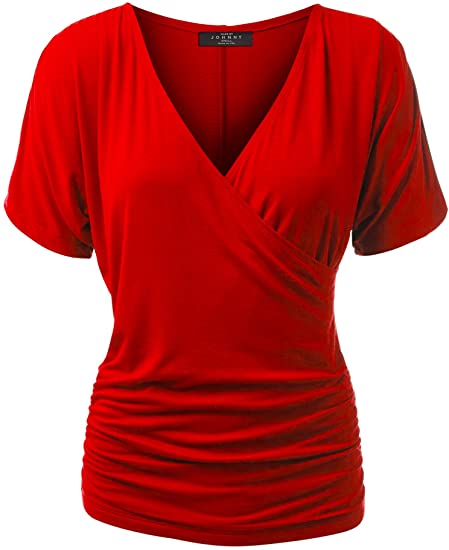 MBJ V-neck wrap front drape dolman top | 40plusstyle.com