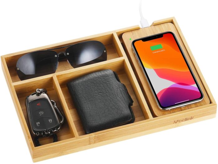Best gifts for women - Veelink Fast Wireless Charger with Organizer Tray | 40plusstyle.com
