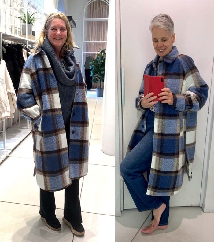 H&M plaid coat | 40plusstyle.com