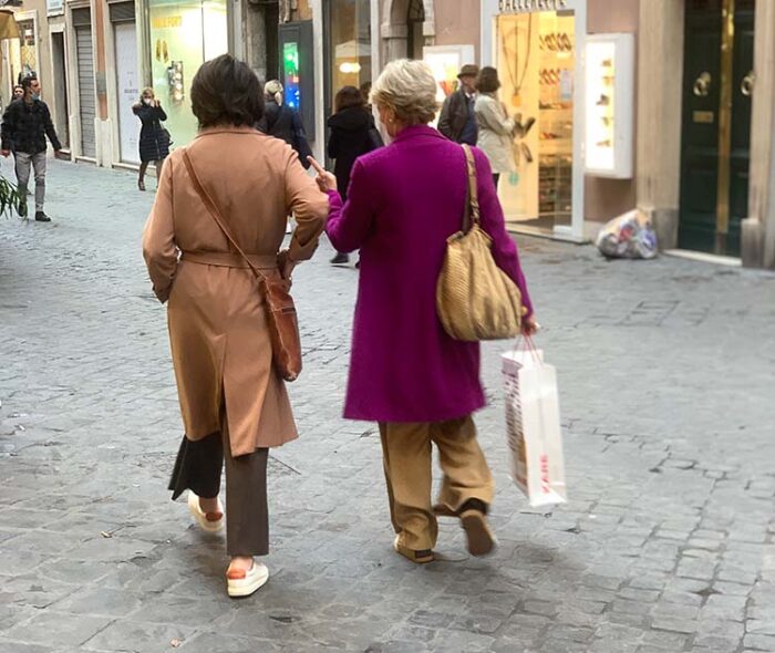 Women in Rome in coats and pants | 40plusstyle.com