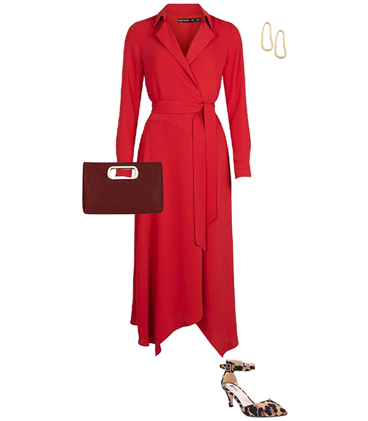 NYE outfit: a red dress and statement accessories | 40plusstyle.com