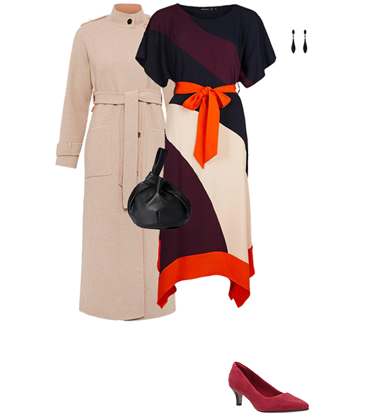 A coat and silk dress | 40plusstyle.com