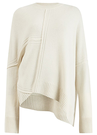 AllSaints Lock Asymmetric Cashmere Blend Sweater | 40plusstyle.com