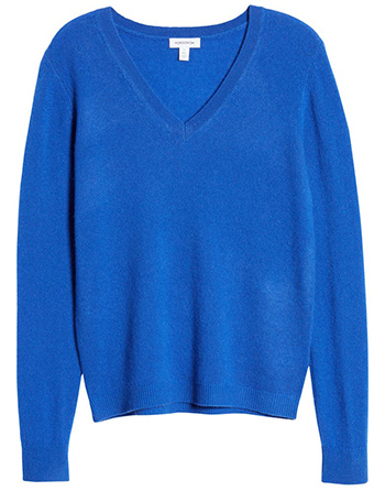 New Year sale choices - Nordstrom Cashmere Essential V-Neck Sweater | 40plusstyle.com