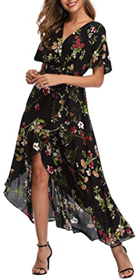 VintageClothing Wrap Floral High Low Dress | 40plusstyle.com