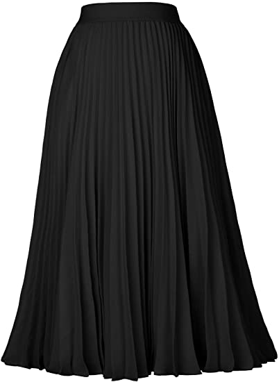 Kate Kasin High Waist Pleated A-Line Swing Skirt | 40plusstyle.com