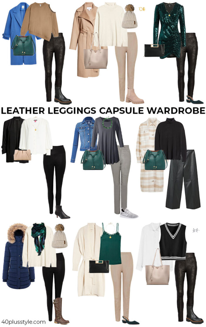 Leather leggings capsule wardrobe | 40plusstyle.com
