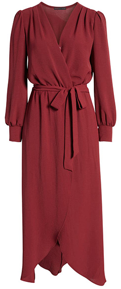 Fraiche by J Wrap Front Long Sleeve Dress | 40plusstyle.com