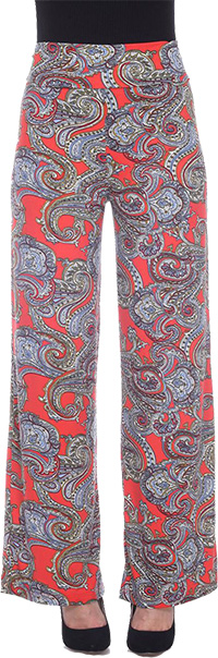 Comfortable pants for women: White Mark Paisley Printed Palazzo Pants | 40plusstyle.com