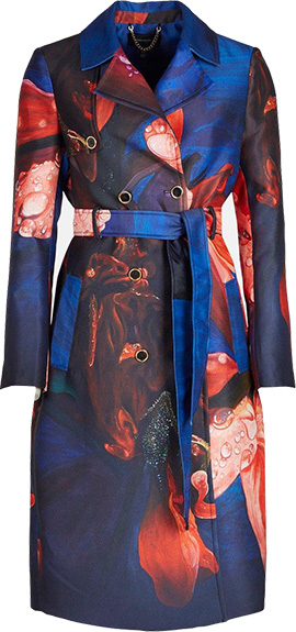 Karen Millen Shadow Droplet Printed Trench Coat | 40plusstyle.com