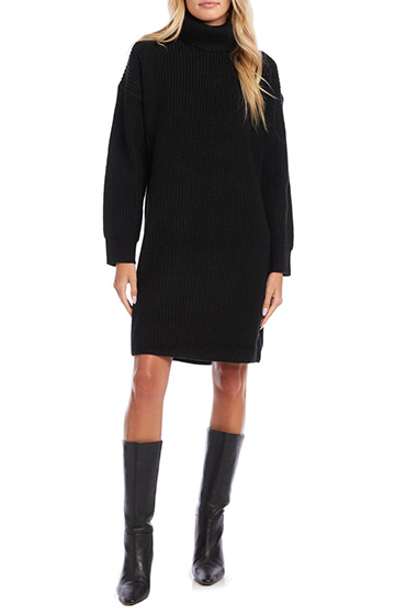 Karen Kane Long Sleeve Turtleneck Sweater Dress | 40plusstyle.com