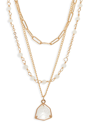 Halogen Tiered Bead & Stone Necklace | 40plusstyle.com
