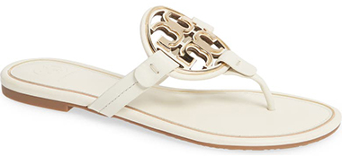 Tory Burch Miller Metal Logo Leather Sandal | 40plusstyle.com