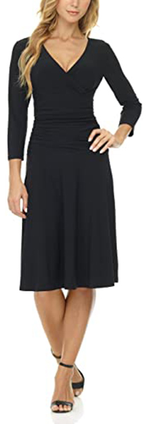 Rekucci Fit-and-Flare Crossover Tummy Control Dress | 40plusstyle.com