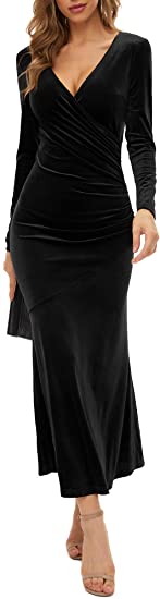 Perfect little black dress - ZABERRY Wrap Velvet Evening Dress | 40plusstyle.com